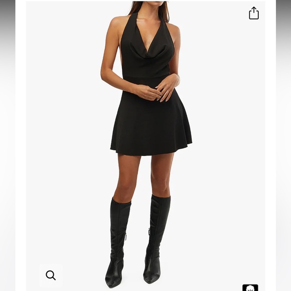 NWT weworewhat halter cowl mini dress in black. Size medium. - Picture 2 of 8